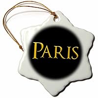 3dRose Paris Beautiful Baby boy Name in The America. Yellow on Black Gift - Ornaments (orn-365942-1)