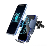 Car Wireless Charger, MekedeTech 15W Dual Coil Wireless Car Charger Mount,Smart Sensor Auto-Clamping 2 in 1 Phone Holder Charger, Car Air Vent Stand for iPhone Samsung Smartphones Black …