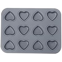 Mini Heart Muffin Pan, 12-Cup, Preferred Non-Stick, Gray