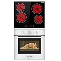 GASLAND Wall Oven 24 Inch ES606MS Built-in Electric Ovens + 24 Inch Electric Cooktop 4 Burners CH60BF