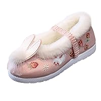 Cloth Shoes For Toddler Gilrs Rubber Sole Warm Shoes Winter Snow Boots Embroidery Print Little Girls Boots with