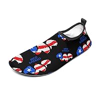 Flag of Puerto Rico Heart Water Shoes for Women Men Quick-Dry Aqua Socks Sports Shoes Barefoot Yoga Slip-on Surf Shoes