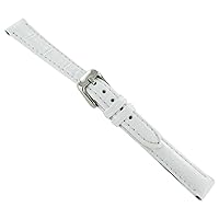 12mm DB Baby Crocodile Grain White Padded Stitched Watch Band Strap