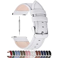 Fullmosa 18mm Leather Watch Band with Stainless Metal Clasp Compatible with Garmin Vivoactive 4S/Vivomove 3S/Active S/Venu 2S/Move 3S, Fossil gen 4/5,White+Silver Buckle