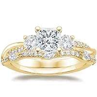 Petite Twisted Vine Moissanite Diamond Ring Set, 1.0 Carat Princess Moissanite Engagement Ring Set, Wedding Ring Set, Bridal Ring, Promise/Anniversary Rings for Wife