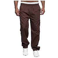 Lounge Pants Men,Men's Cargo Pants Drawstring Elastic Low Waist Pants Solid Loose Fit Lightweight Casual Pants
