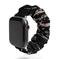Rose Gold Foil Black Marble Watch Band Compitable with Apple Watch Elastic Strap Sport Wristbands for Women Men