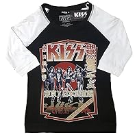 Kiss T Shirt Destroyer Tour 1978 Official Black 3/4 Sleeve Womens Raglan Size XXL