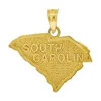 10k Gold Mens South Carolina Height 21.4mm X Width 21.2mm State Charm Pendant Necklace Jewelry for Men