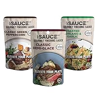 Le Sauce & Co. Father's Day Gift Bundle(6-pack), Classic Demi Glace, Classic Green Peppercorn, Roasted Poblano & Garlic, Steak Sauce, Grilling Sauce