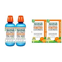 TheraBreath Fresh Breath Oral Rinse, ICY Mint, 16 Ounce Bottle (Pack of 2) and Dry Mouth Lozenges with Zinc, Mandarin Mint, 100 Lozenges (Pack of 2)