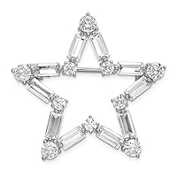 925 Sterling Silver Rhodium Plated CZ Cubic Zirconia Simulated Diamond Star Brooch Measures 33.6x35.6mm Wide Jewelry Gifts for Women