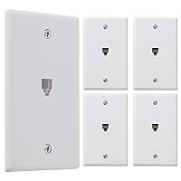 Newhouse Hardware 1-Port Telephone Jack Wall Plate, 6P4C, for RJ11 telephone cables, Single Gang, 5-Pack, White (PHP-WH-05)
