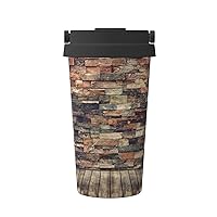 Brick Wall Print Thermal Coffee Mug,Travel Insulated Lid Stainless Steel Tumbler Cup For Home Office Outdoor
