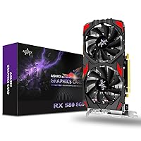 AISURIX RX 580 Graphics Card, 2048SP, Real 8GB, GDDR5, 256 Bit, Pc Gaming Video Card, 2XDP, HDMI, PCI Express 3.0 with Freeze Fan Stop for Desktop Computer Gaming Gpu