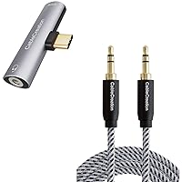 CableCreation Aux Cable(6Ft/1.8M) Bundle with USB C to 3.5mm Headphone and Charger Adapter