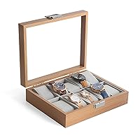 10-Slot Wood Grain Men's Double-Row Watch Case, Large-Capacity Women's Bracelet Jewelry Storage Box, Multi-Function Transparent Flip Display Box 1221B