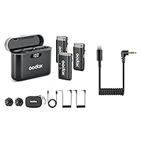 GODOX WEC Kit2 Wireless Lavalier Microphone with GAC-IC10 Lightning to 3.5mm TRS Adapter Cable