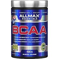 ALLMAX Essentials BCAA, Unflavored - 400 g Instantized 2:1:1 Powder - Helps Increase Muscle Mass & Reduce Soreness - Gluten & Soy Free - 80 Servings