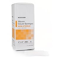 McKesson Woven Gauze Sponges, Non-Sterile, 12-Ply, 100% Cotton, 4 in x 4 in, 200 Per Pack, 1 Pack