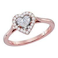 TheDiamond Deal14kt Rose Gold Womens Pear Diamond Heart Ring 1/4 Cttw