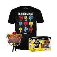 Funko Pop! & Tee: Friends - Monica with Turkey - Large - (L) - T-Shirt - Clothes with Collectible Vinyl Figure - Gift Idea - Toys and Short Sleeve Top - TV Fans