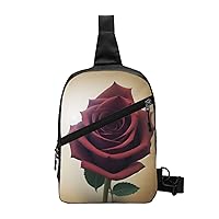 Single Rose Sling Bag For Women And Men Fashion Folding Chest Bag Adjustable Crossbody Travel Shoulder Bag