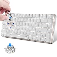 AK33 Hot Swap Blue Switch 80% Gaming Keyboard with White LED Backlight USB Type C Wired QWERTY 82 Keys ABS Keycap Anti-Ghosting for PC Laptop Mac-White
