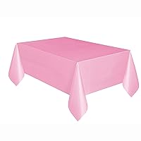 Lovely Pink Solid Rectangular Plastic Table Cover (54