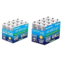 Panasonic eneloop AA and AAA 2100 Cycle Ni-MH Pre-Charged Rechargeable Batteries Bundle (12 Pack of Each)
