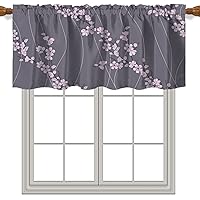 Floral Theme Valance Curtains,Japanese Sakura Pattern Blackout Bedroom Curtain Rod Pocket Curtains for Living Room,Pale Pink,60