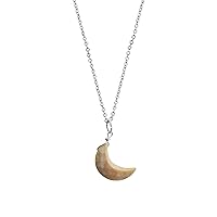 Moon Shape Stone Pendant Necklace Natural Birthstone Raw Pendants Necklaces Minimalist Gemstone for Women, Girls, Moon Stone Crystal Necklace
