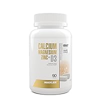 Maxler Calcium Magnesium Zinc Plus Vitamin D3 - Essential Minerals Supplement - Calcium 1000mg Magnesium 600mg Zinc 15mg Vitamin D3 600IU - Immune Support - 90 Calcium Magnesium Zinc D3 Tablets