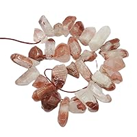 Adabus APDGG Natural Red Flower Crystal Strawberry Quartz Top-Drill Freedom Smooth Nugget Loose Beads 17