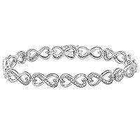 Dazzlingrock Collection 0.28 Carat (ctw) Round Diamond Ladies Infinity Heart Tennis Link Bracelet 1/4 CT, Sterling Silver