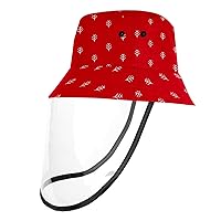 Sun Hats for Men Women Outdoor UV Protection Cap with Face Shield, 22.6 Inch for Adult Red Christmas Element