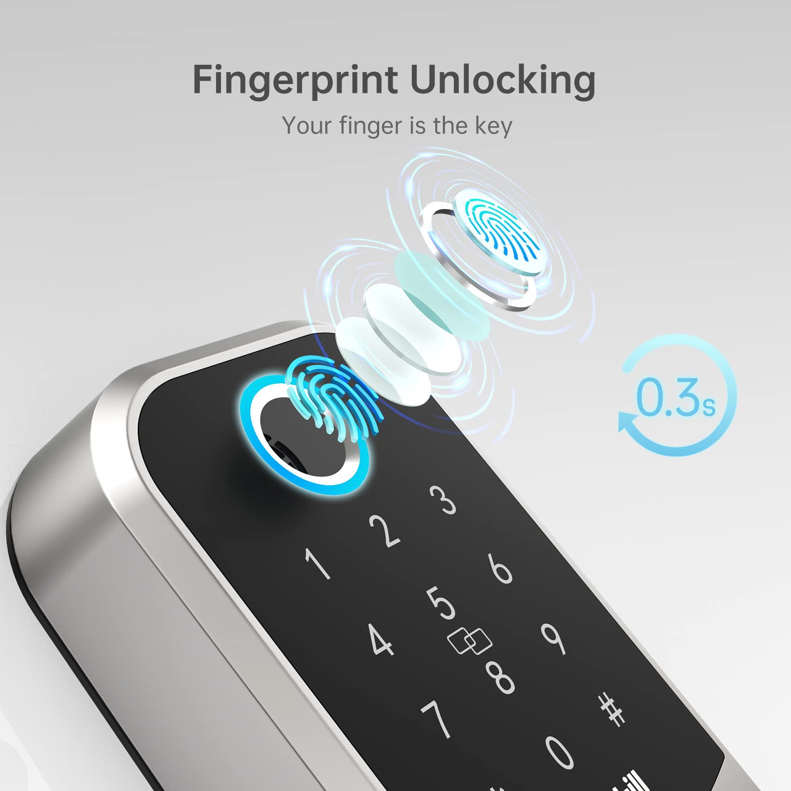 Fingerprint Door Locks with Handle, Hornbill Smart Keyless Entry Locks with Touchscreen Keypad,Bluetooth Front Door Lock, Electronic Digital Deadbolt with Reversible Handle, Free App, Fobs, Code