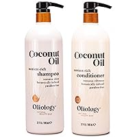 Nutrient Rich Coconut Oil Shampoo & Conditioner Combo Pack - Helps Restore Damaged Hair | Provides Intense Shine | Moisturizing | Made in USA, Cruelty Free & Paraben Free (32oz)
