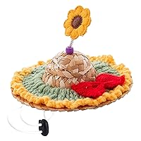 Dog Straw Hats with Adjustable Chin Strap Knitted Flower Decorations Hat for Small Dogs Pet Costume Accessory Pet Costume Straw Hat Dog Hat for Small Dogs Chihuahuas Boy Girl Hats for Cats