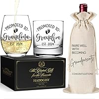 Est 2024 Grandpa Grandma Wine & Whiskey Glass Gift Set 15oz, Baby Reveal Publicity Mother's Day Father's Day Gifts, Pregnancy Announcement for Grandparents, First Time Grandparents Gifts-51
