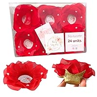 24 Fabric Flower Truffle Wrappers with Pearls|Mini Cupcake Liners|chocolate covered strawberries supplies|wedding favors|strawberry liners for chocolate covered strawberries|forminha de brigadeiro RED