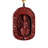 Rosewood Projection Buddha Amulet Pendant, Tibetan Buddhist Necklace for Men Women, Feng Shui Buddha Necklace for Good Luck and Wealth, Zen Meditation Decor