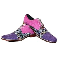 Modello Ertyllo - Handmade Italian Mens Color Colorful Oxfords Dress Shoes - Cowhide Suede - Lace-Up