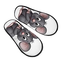 Grey rat Printed Slippers Cozy Indoor Slide Unisex House Slippers Soft Plush Slip-on Slippers