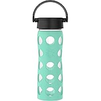 Lifefactory 16-Ounce BPA-Free Glass Water Bottle with Classic Cap and Protective Silicone Sleeve, Sea Green