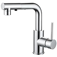 CREA Sink Faucet, Bar Faucet Kitchen Faucets with Pull Out Sprayer, Single Handle Bathroom Faucets Chrome with Deck Plate Mini Prep Faucet 3 Hole Farmhouse Utility Outdoor Laundry Faucet