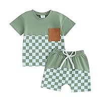 Engofs Toddler Baby Boy Summer Clothes Short Sleeve T-Shirt Tops Shorts Set 2Pcs Casual Outfit