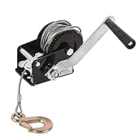Boat Trailer Winch Hand Winch 800lbs Heavy Duty Hand Crank Winch with 33ft Steel Cable, Manual Operated Ratchet ATV UTV Boat Trailer Marine