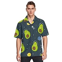 Avocado Space Mens Button Down Shirt Men Casual Short Sleeve Hawaiian Shirts Aloha Shirt S
