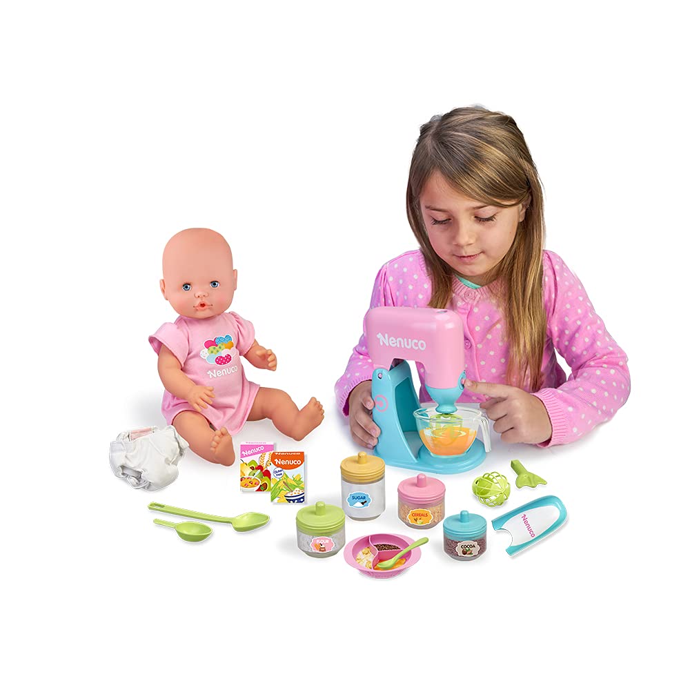 Nenuco Super Meals Baby Doll with Recipe Book, Kitchen Accessories, 2 in 1 Blender, 17